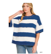Zenana navy stripe top