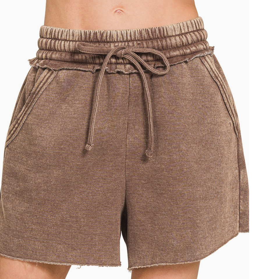 ZENANA brown drawstring shorts