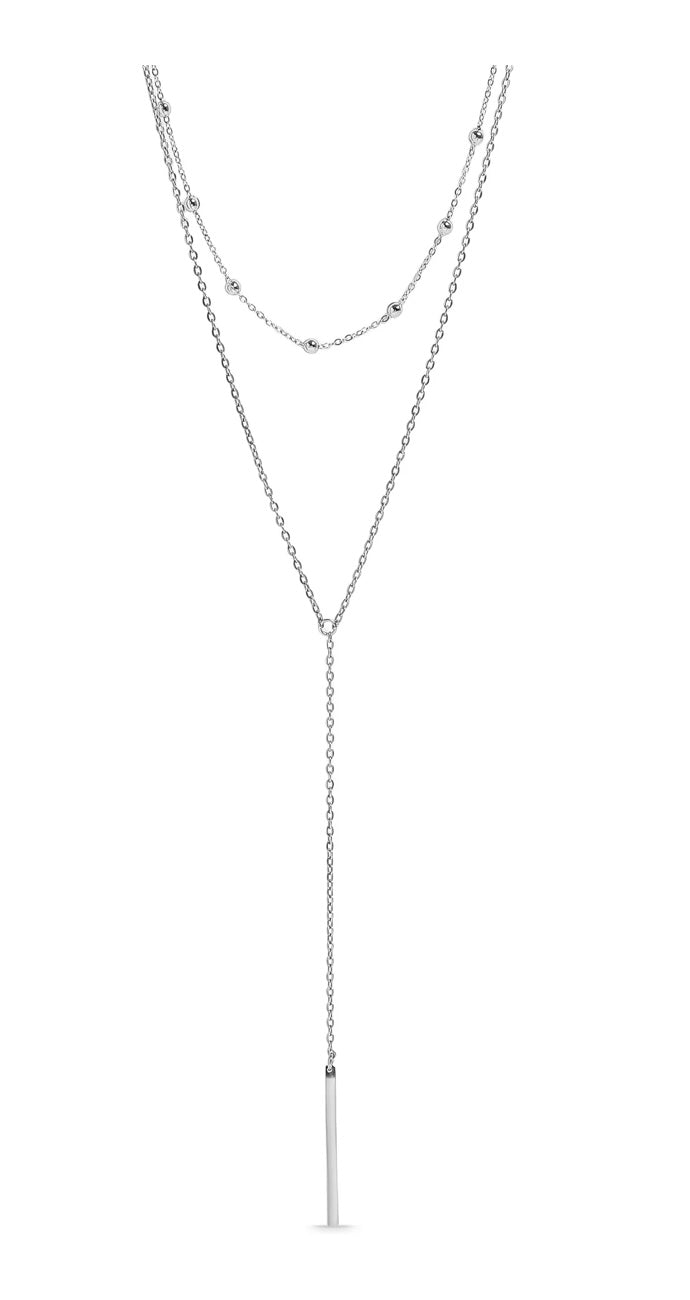 Silver chain necklace on a white background