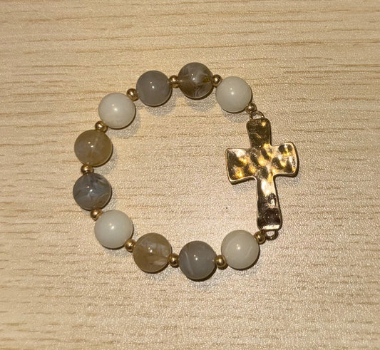 Hammered cross bracelet