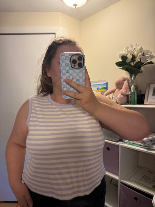 Ribbed Purple stripe top